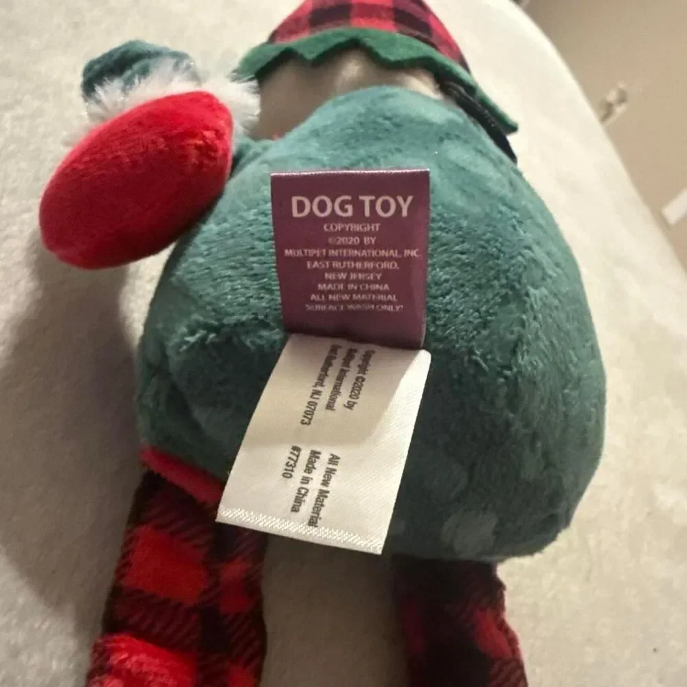 Christmas Elf Plush Dog Toy Squeaky Crinkle Legs Holiday Puppy Toy New